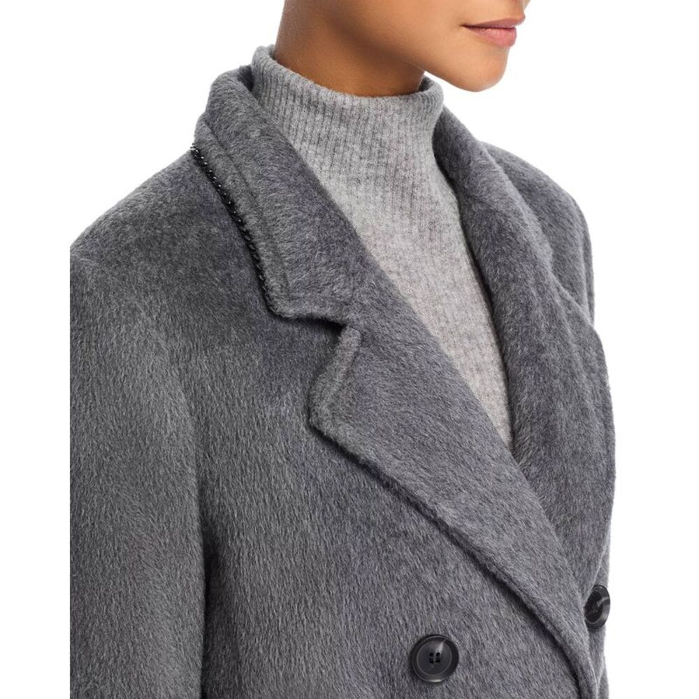 Kobi Halperin Womens Lyra Chain-Trim Double-Breasted Coat Medium Grey - NWT $798 - Picture 5 of 9